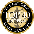 The national top 40 under 40 black lawyers badge.