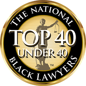 The national top 40 under 40 black lawyers badge.