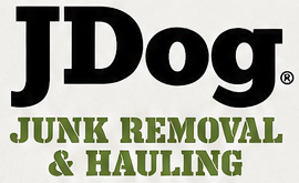 JDog Junk Removal & Hauling logo in black and olive green text