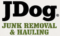 JDog Junk Removal & Hauling logo in black and olive green text