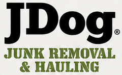 JDog Junk Removal & Hauling logo in black and olive green text