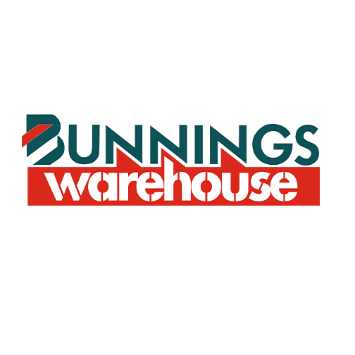 Bunnings Warehouse logo with red and green text.