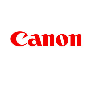 Canon logo in red.