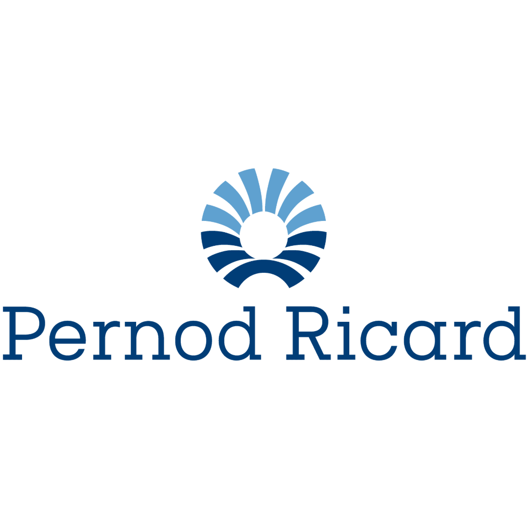 Pernod Ricard New Zealand logo: blue floral design above company name in blue text.