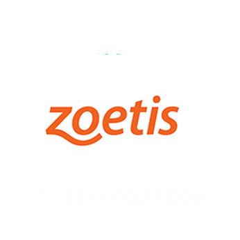 Zoetis logo in orange: the company name in a curved design, set against a white background.