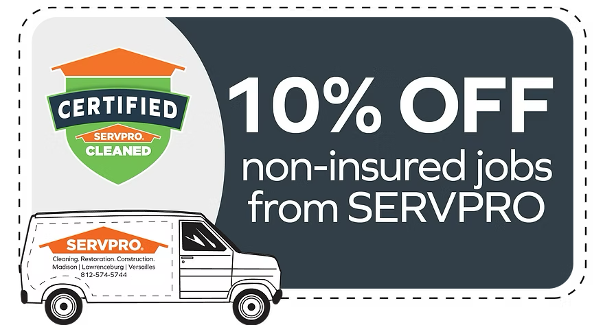 10& off non insured jobs from servpro