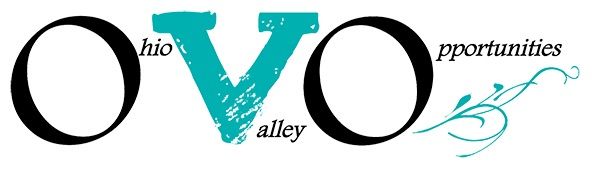 Ovo Valley Opportunities logo with black and teal lettering and a teal decorative flourish