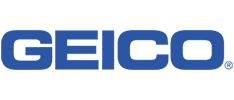 GEICO logo in blue letters on a white background