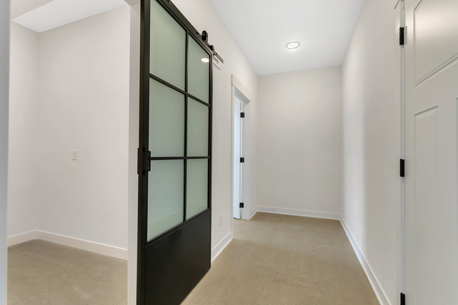 There is a sliding barn door in the hallway.
