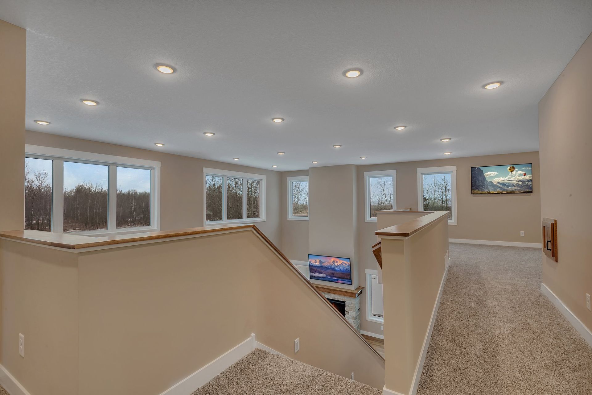 There is a staircase leading up to the second floor of a house.