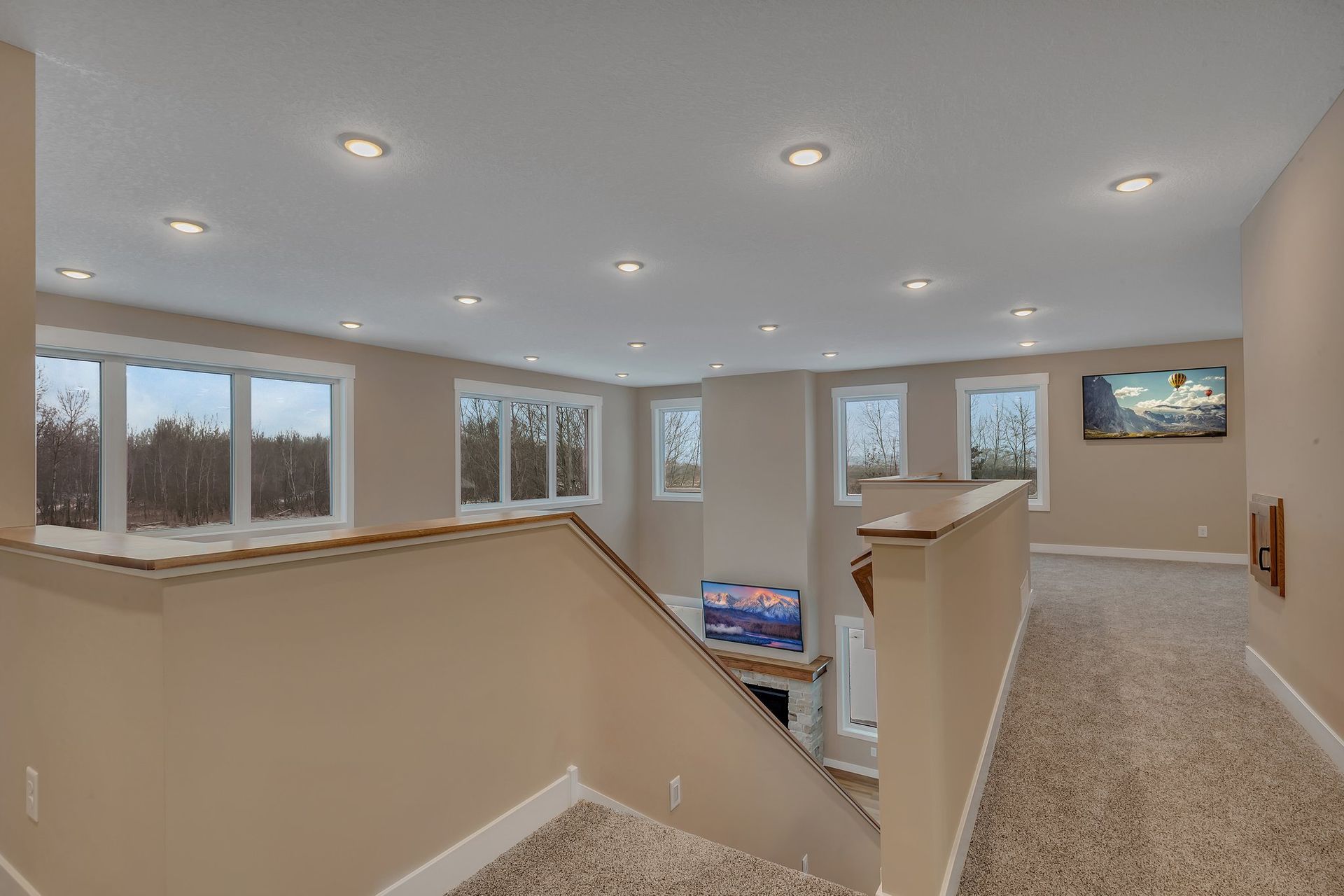 There is a staircase leading up to the second floor of a house.