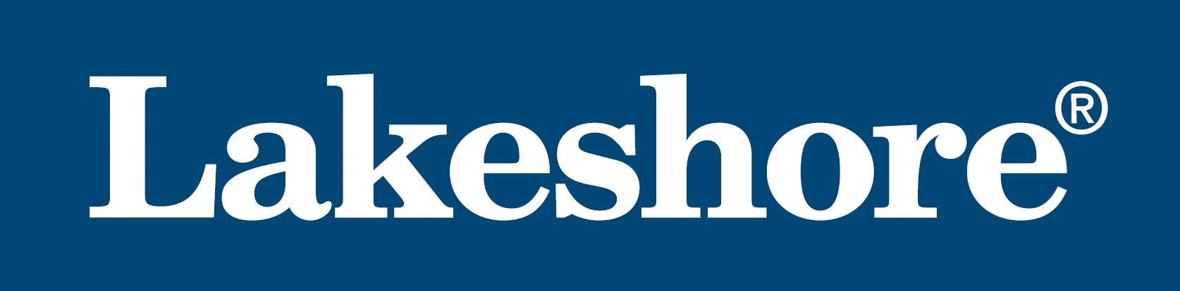 Lakeshore logo in white text on a blue background, with a registered trademark symbol.