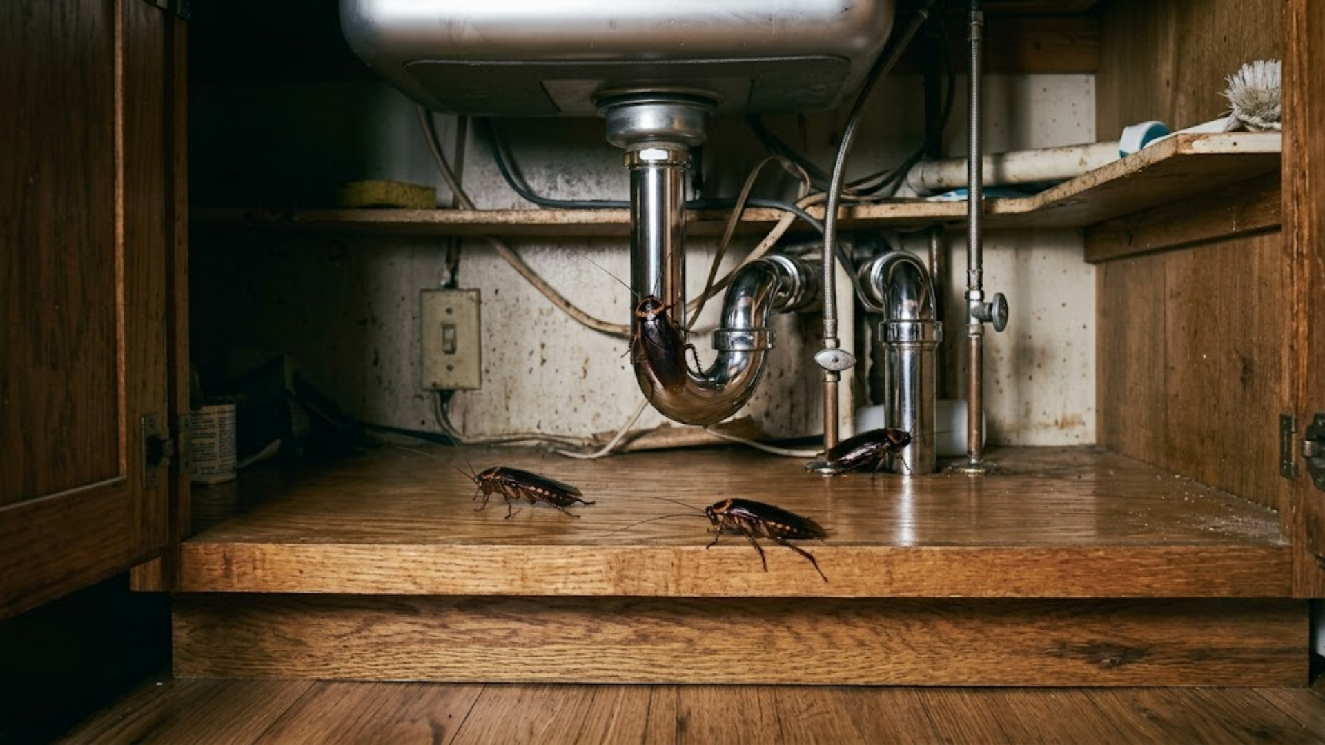 kitchen pests hiding near plumbing gaps
