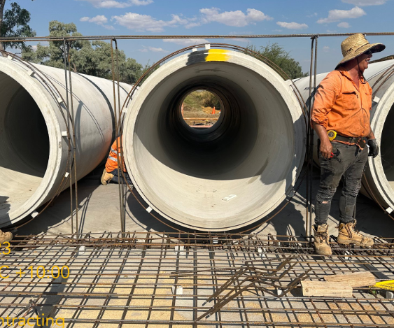 Large Concrete Pipes at a Construction Site — Lohman Contracting in Emerald, QLD