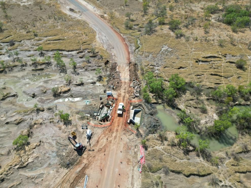 An Aerial View of a Dirt Road in the Middle of a Desert — Lohman Contracting in Emerald, QLD