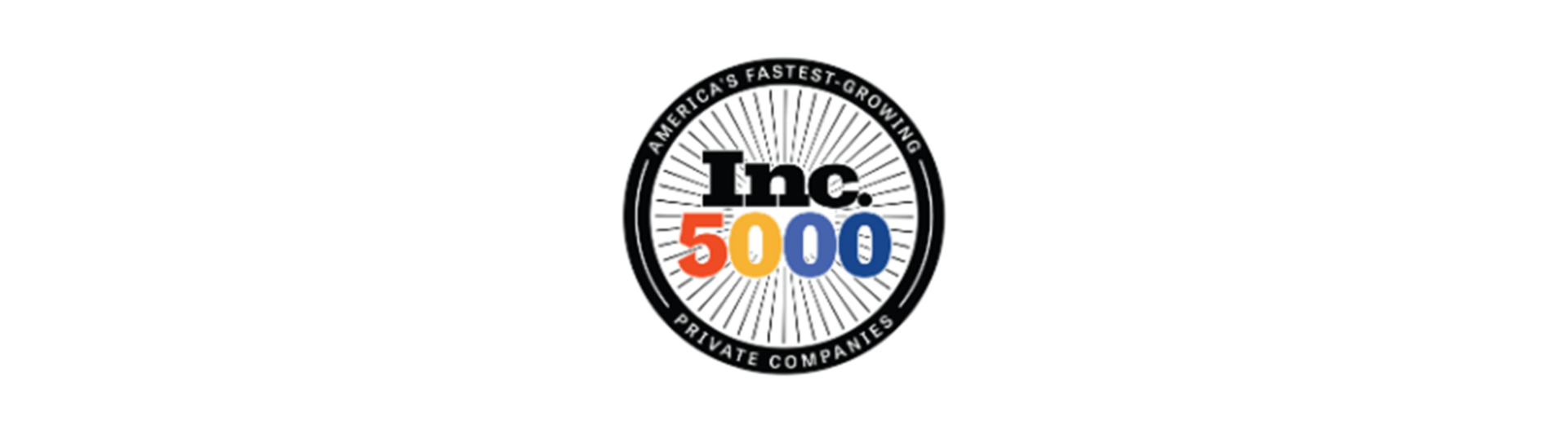 Inc. 5000 logo: black text and a wheel design with red, gold and blue numbers in the center.