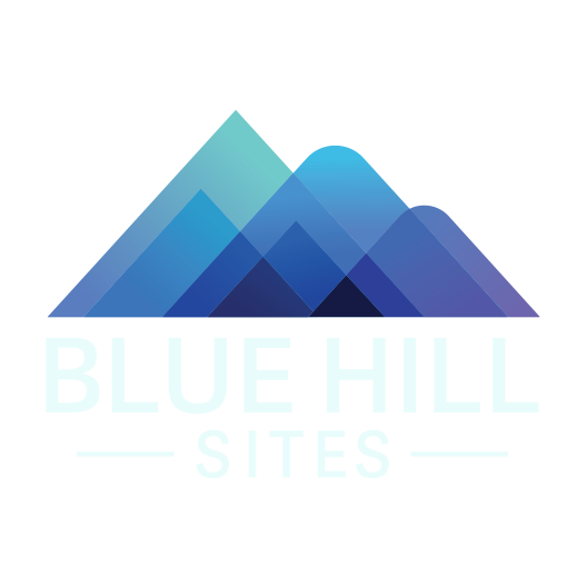 Blue mountain range logo with