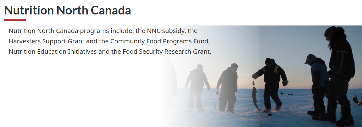 Nutrition North Canada banner with people walking in snowy landscape and text on white background