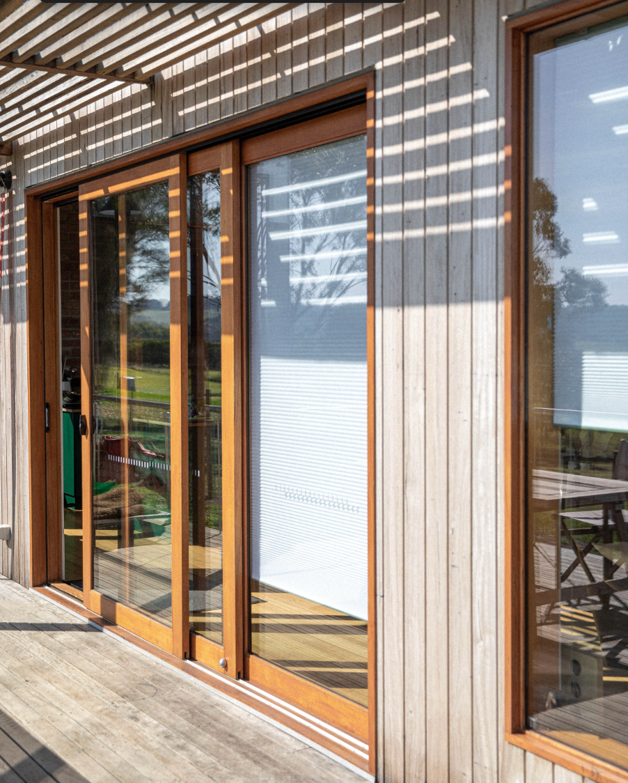 A glass doors on a building
