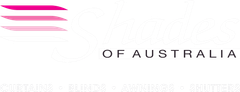 Logo with pink horizontal lines and the words