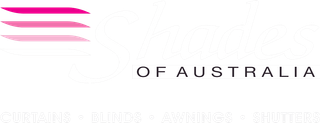 Logo with pink horizontal lines and the words