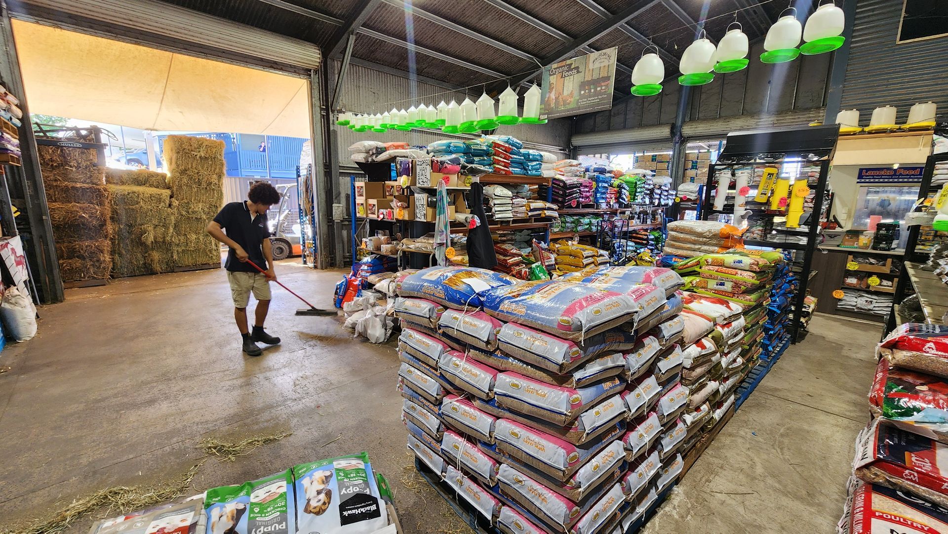 Man Sweeping Produce Store — Cooroy Produce In Cooroy, QLD