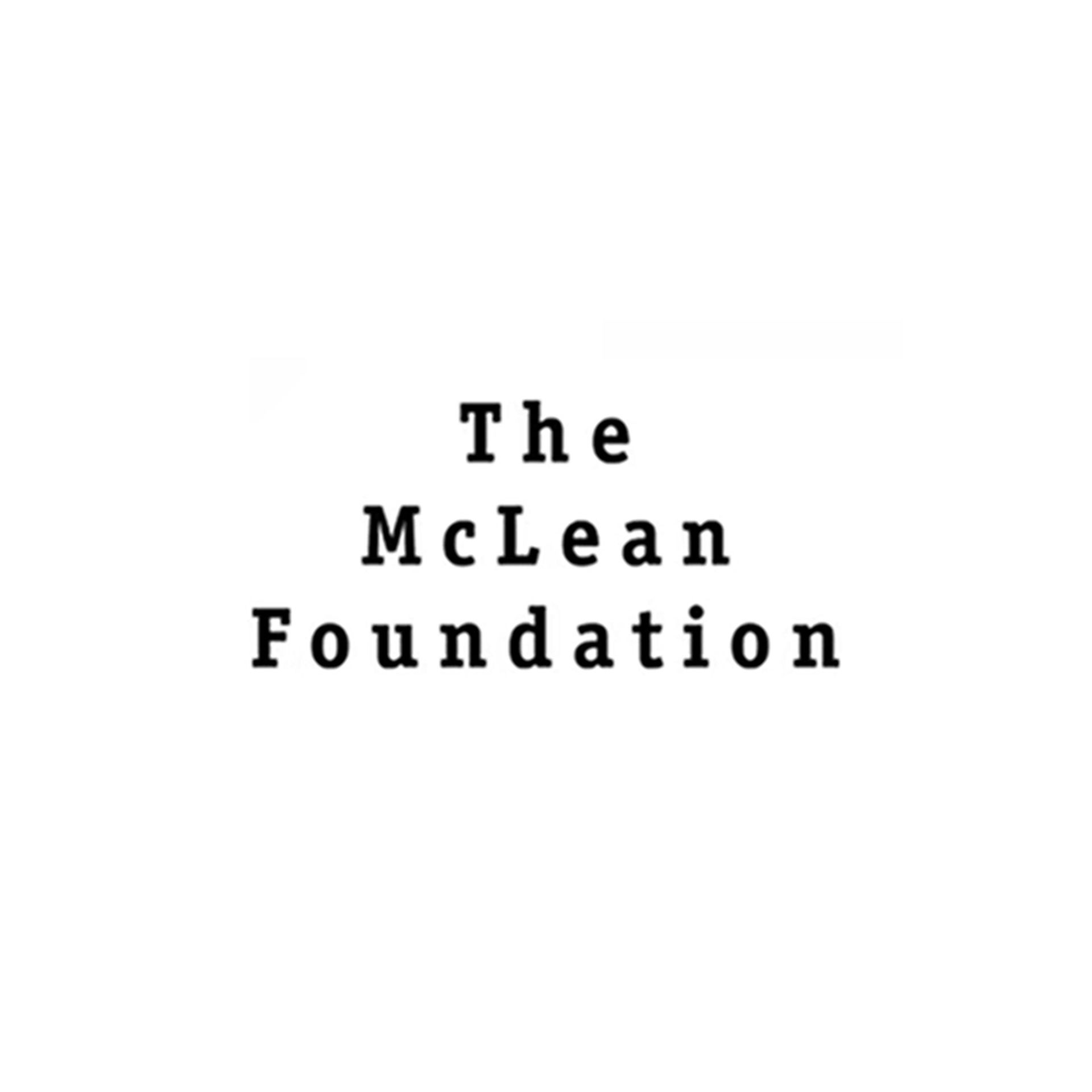 A black and white logo for the mclean foundation on a white background.