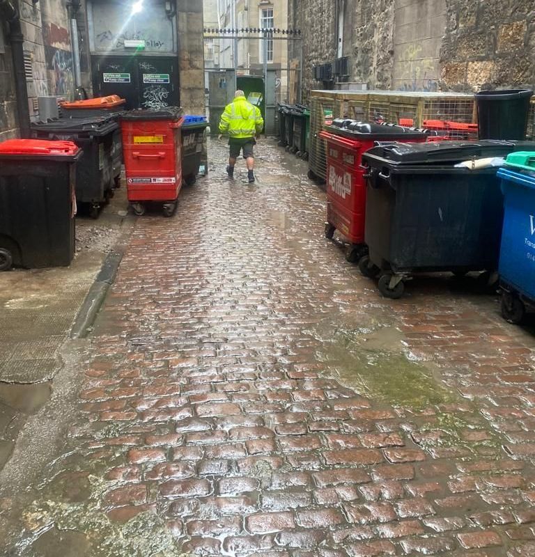 Commercial Back Services Entrance following Pressure Washing Services