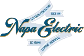 Napa Electric logo in blue and gold with “Electrical Contractors,” “Since 1989,” and “Lighting Specialists” ribbons