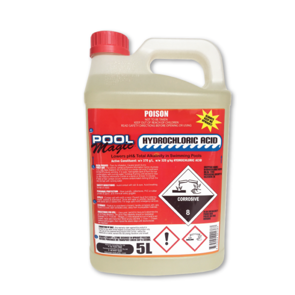 A 5l bottle of pool magic hydrochloric acid