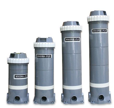 Four gray cylinders of different sizes are lined up next to each other on a white background.