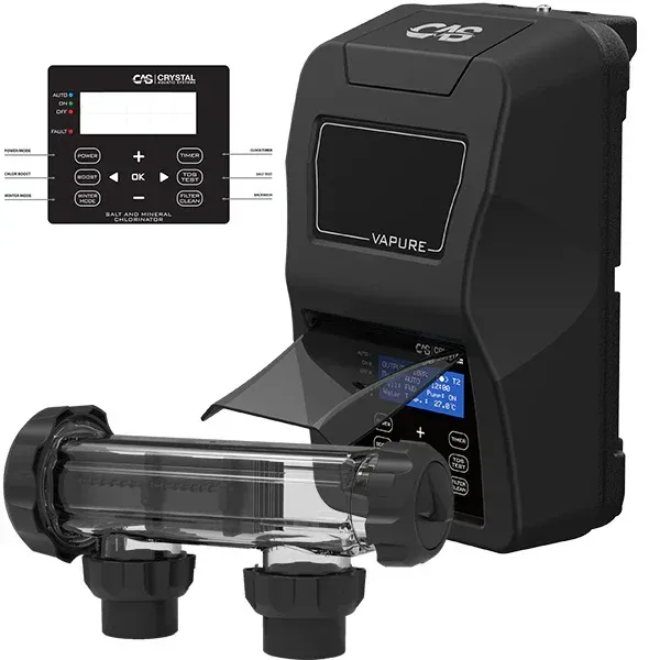 A black device with a display and a hose attached to it.
