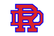 A red, block-letter monogram of the letters 