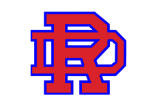 A red, block-letter monogram of the letters 
