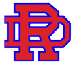 A red, block-letter monogram of the letters 