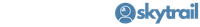 The blue logo for Skytrail, featuring a stylized circular icon of a person next to the word 