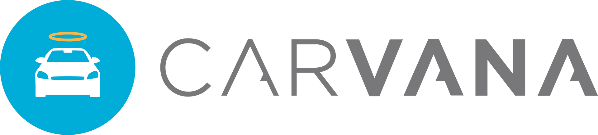 Carvana logo with blue car icon and gray wordmark on a white background