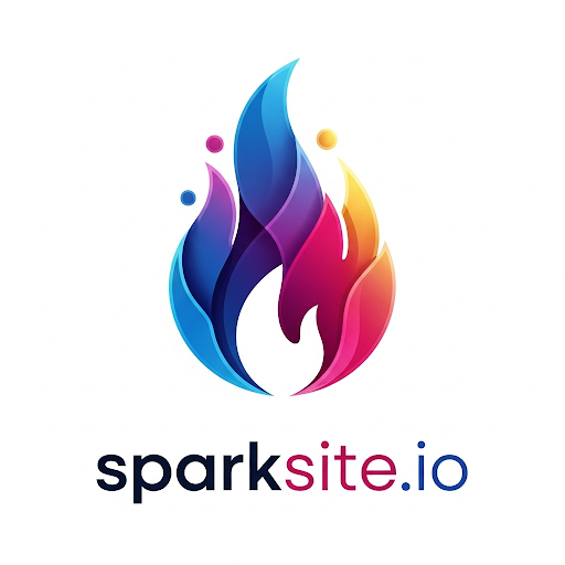 Colorful flame logo with blue, pink, and yellow gradients; the text 