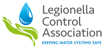 Legionella Control Association logo with blue water droplet, green leaf, and blue tagline “Keeping Water Systems Safe”