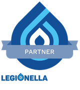 LEGIONELLA DOSSIER certified partner badge in blue with ribbon banner