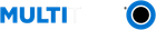 Multitech logo in blue and black with circular blue icon