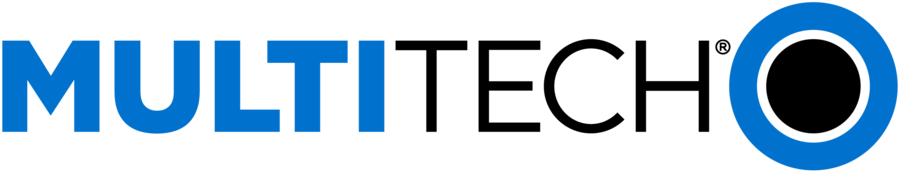 MULTITECH logo in blue and black with circular blue ring icon
