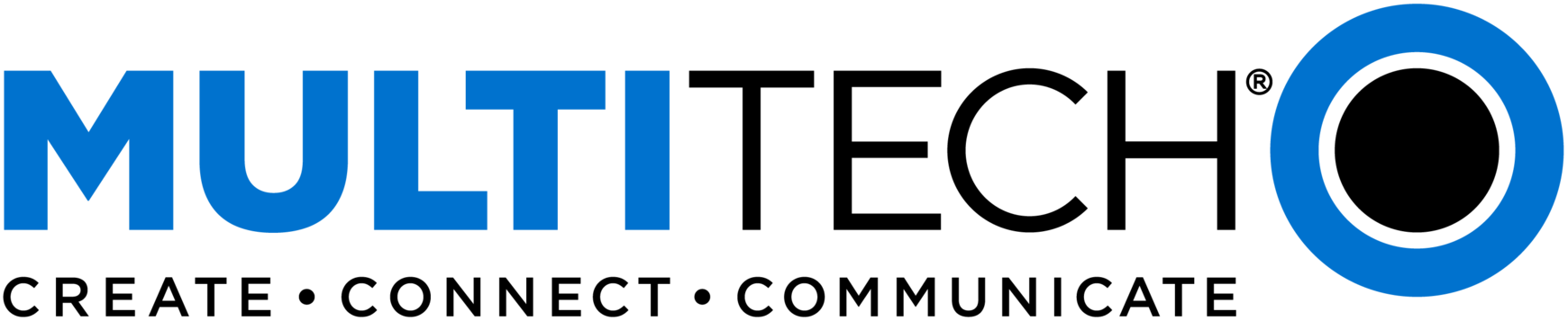 MultiTech logo with blue and black text and a blue circular emblem, tagline “Create • Connect • Communicate”