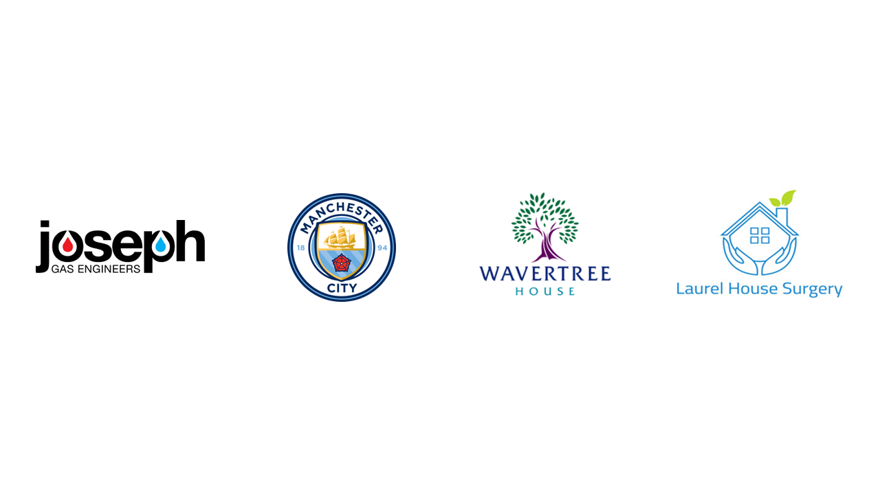Row of four hospital and charity logos on a white background, including Joseph, Wavertree, and Laurel House Surgery