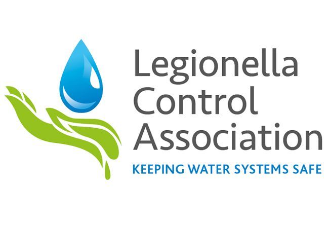 Legionella Control Association logo with blue water droplet and green leaf, “Keeping Water Systems Safe” text