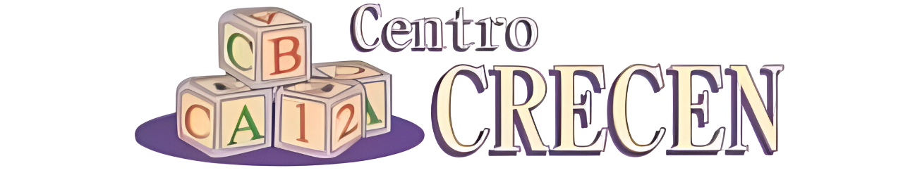 Logotipo del Centro CRECEN. Tres bloques de letras apilados. Texto blanco sobre fondo morado.