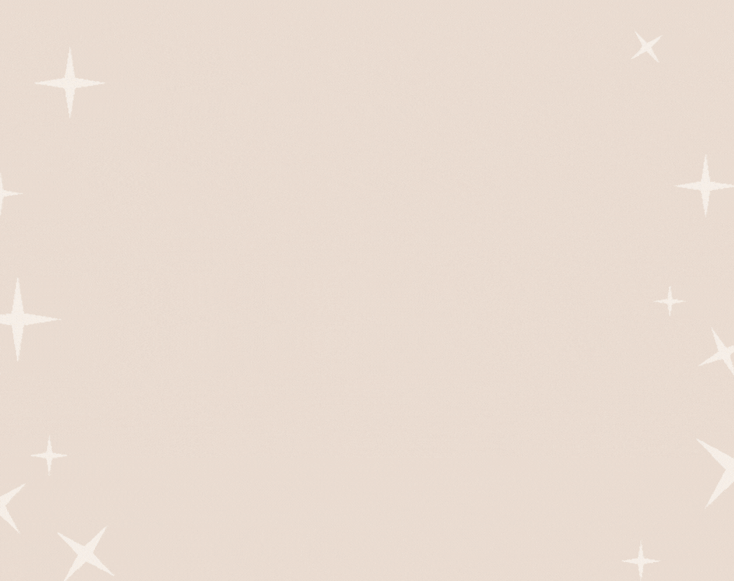 Cream-colored background with white starburst shapes in the corners. Mobile-friendly website preview.