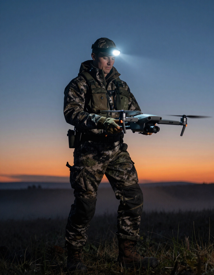 Sky-Stag drone operator preparing for after-hours recovery dispatch