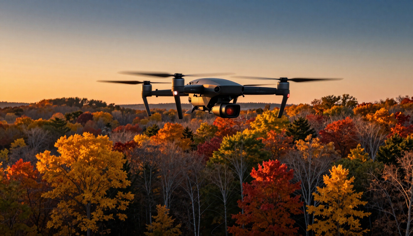 Thermal drone over Ohio forest