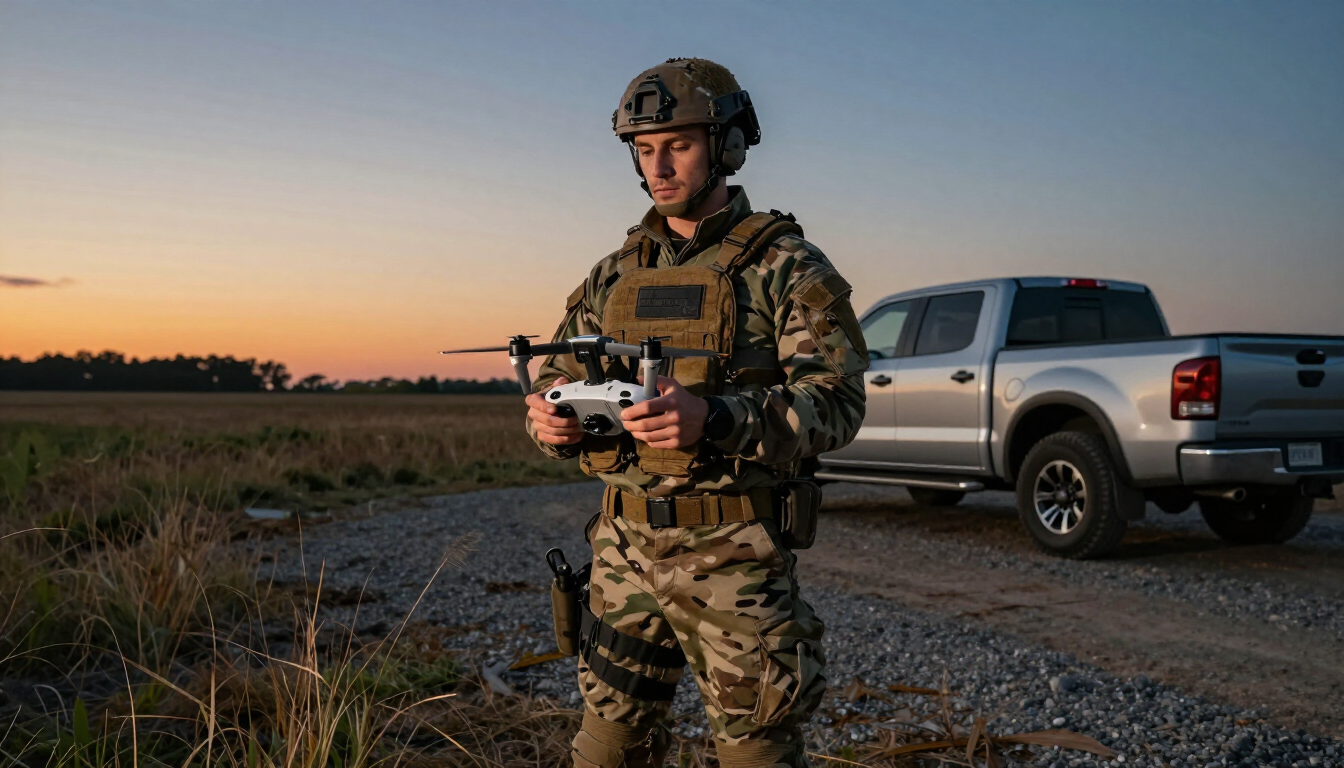 Drone pilot in Ohio field